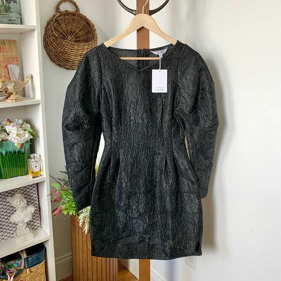 NWT & Other Stories Textured Puff Sleeve Black Dress sz 0 XS - Picture 14 of 15